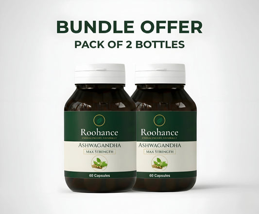 Roohance Organic Ashwagandha Root Extract Capsules - 400mg (2-Bottle Bundle)