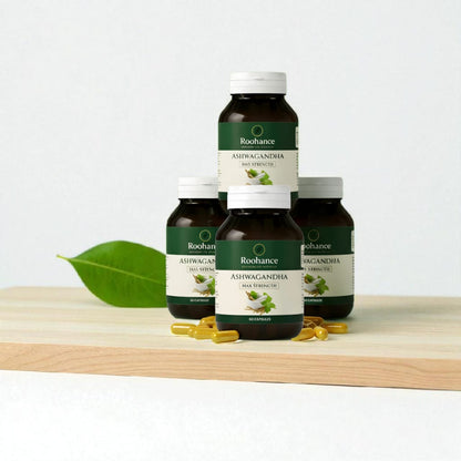 Roohance Organic Ashwagandha Root Extract Capsules - 400mg (Buy 3, Get 1 FREE Bundle)