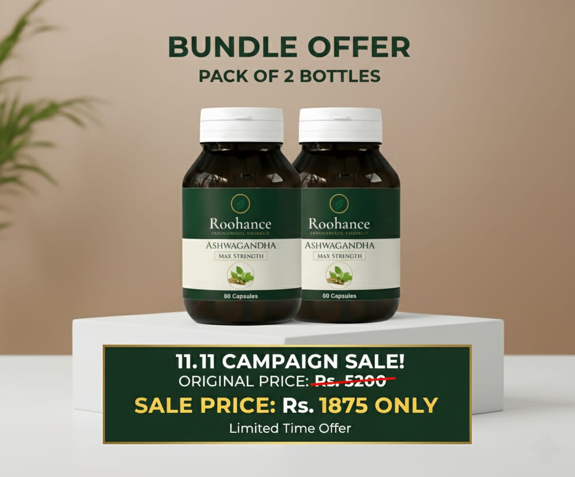 Roohance Organic Ashwagandha Root Extract Capsules - 400mg (2-Bottle Bundle)