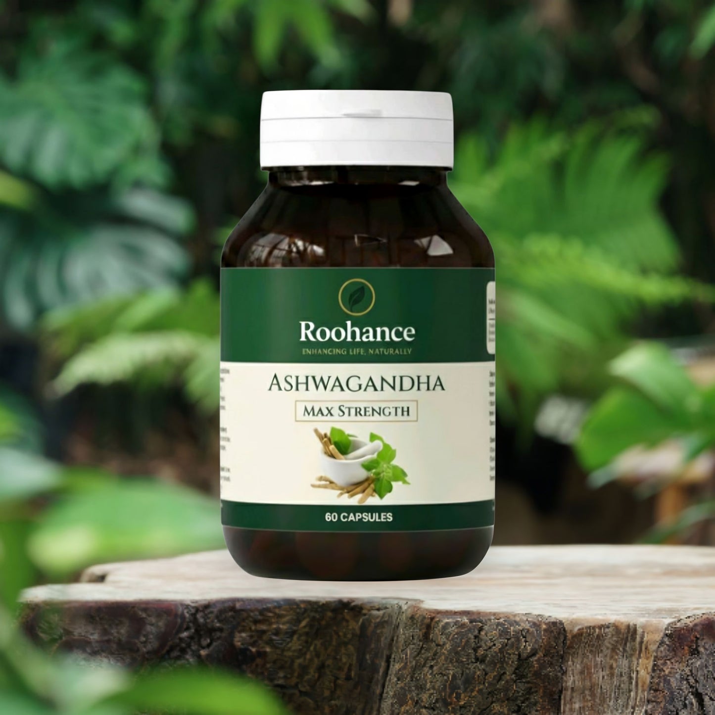 Roohance Organic Ashwagandha Capsules (400mg) - Stress Relief & Focus Supplement